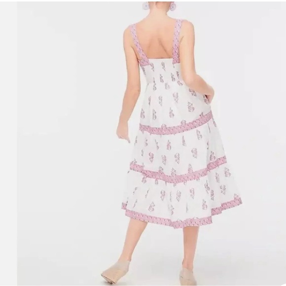 NWT J. Crew Factory block print tiered midi dress - Picture 2 of 7